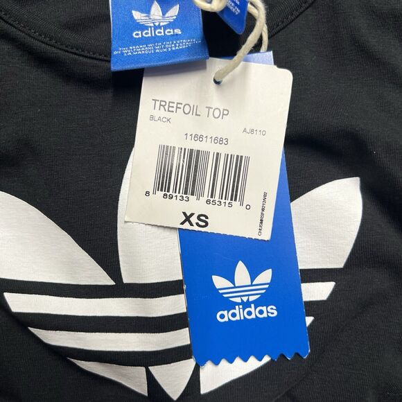 Adidas Trefoil Sports Bra Women’s XS Black Crop Top NWT NEW - Picture 3 of 7